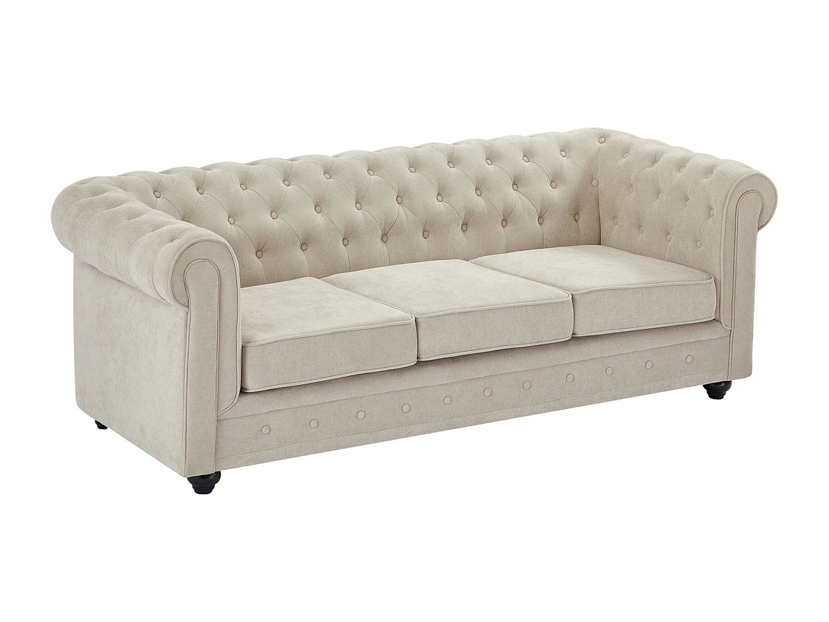 Canapé beige en tissu 3 places - CHESTERFIELD