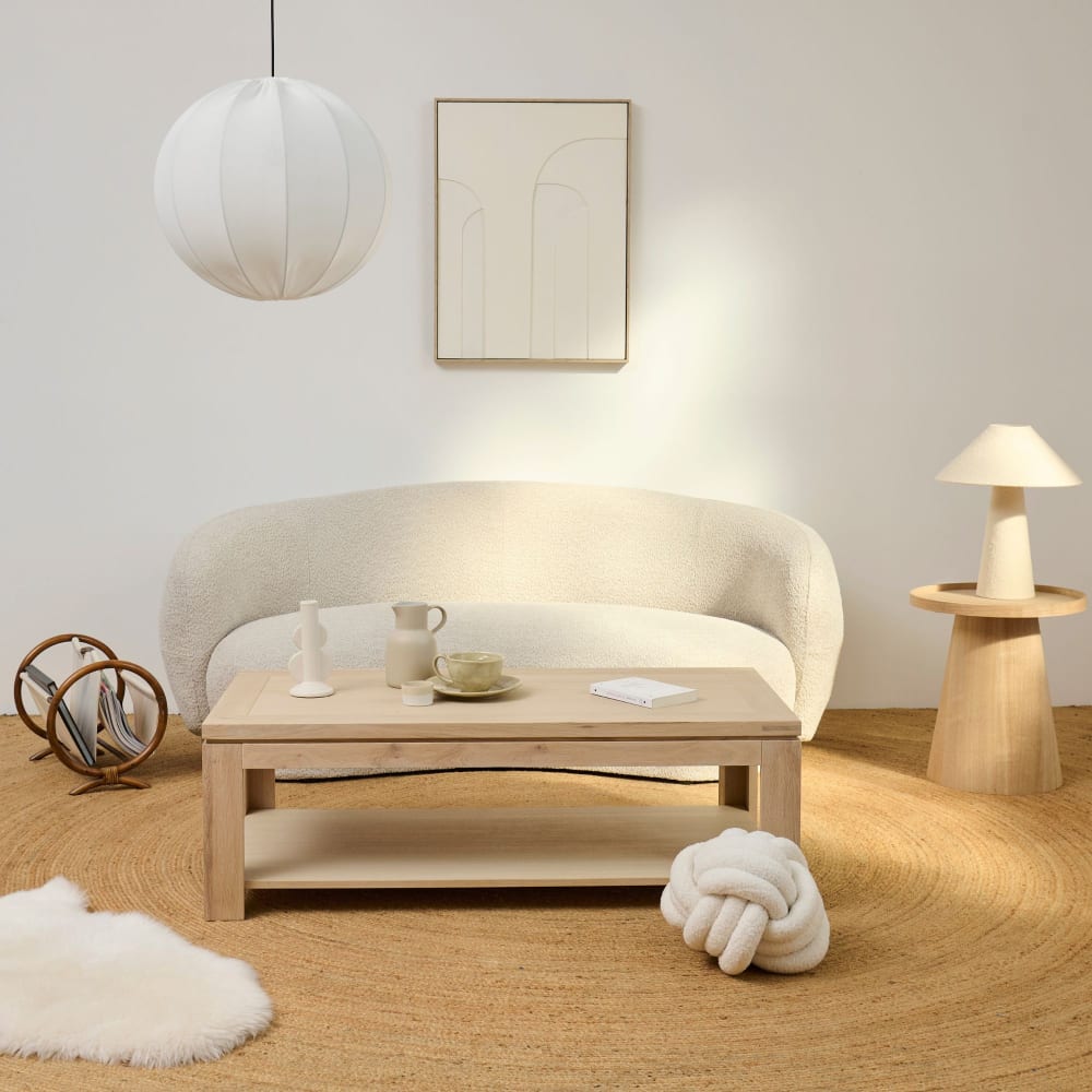 Canapé beige en bouclette 3 places - HELLIN