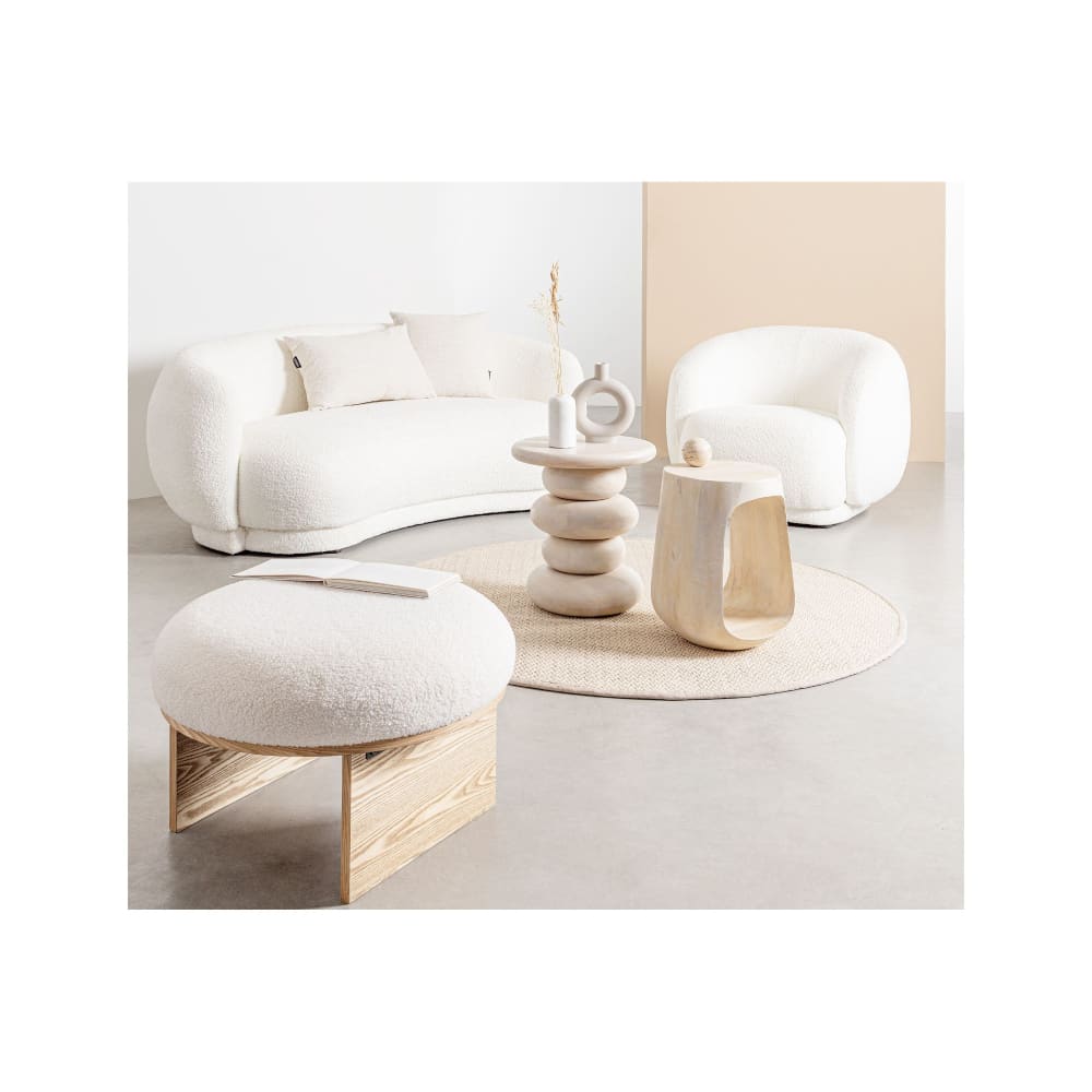 Canapé beige en bouclette 3 places - HELLIN