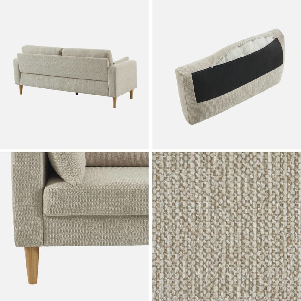 Canapé beige en tissu chenille 3 places - SWEEEK