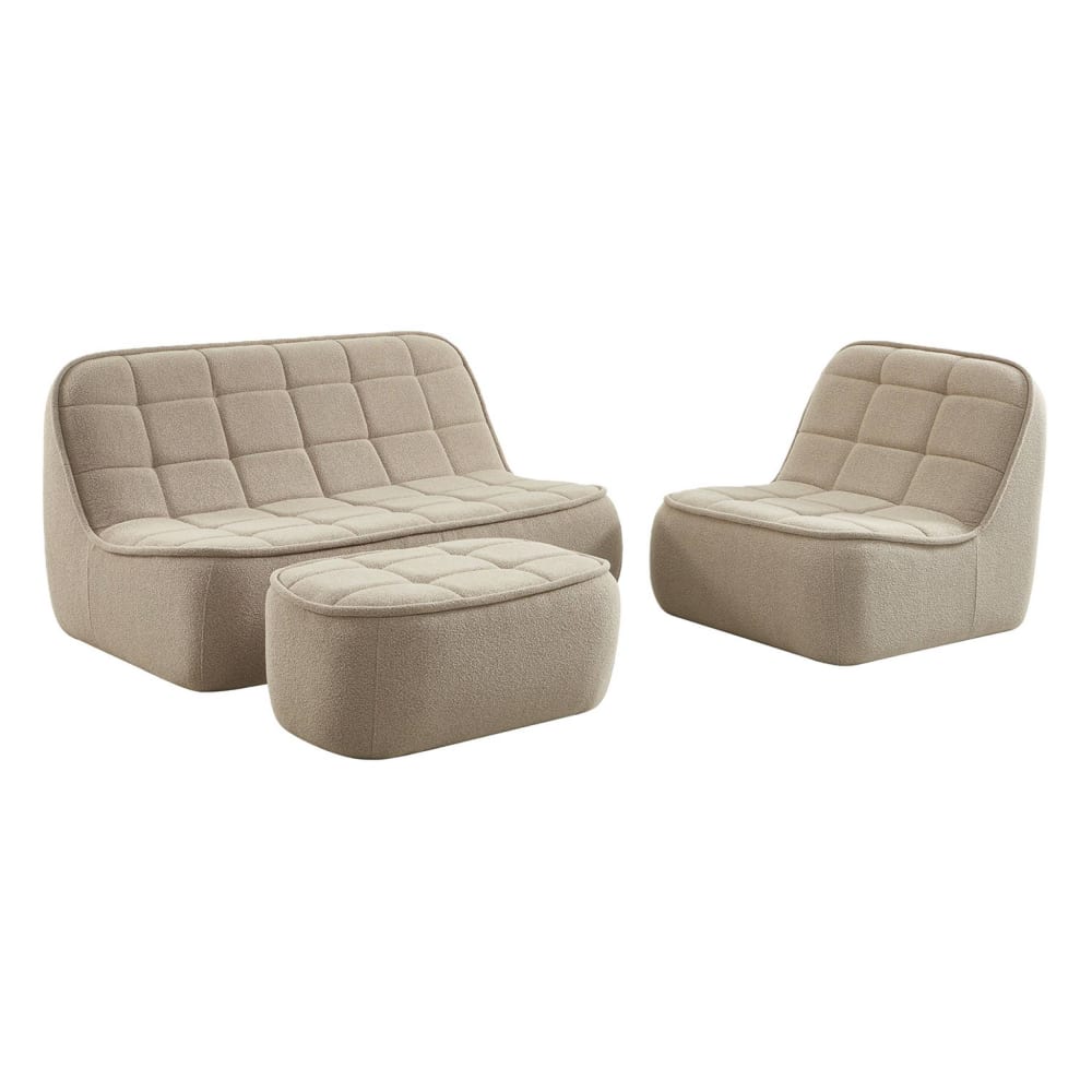 Canapé modulable beige en bouclette 3 places - SWEEEK