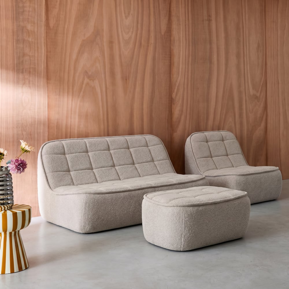 Canapé modulable beige en bouclette 3 places - SWEEEK