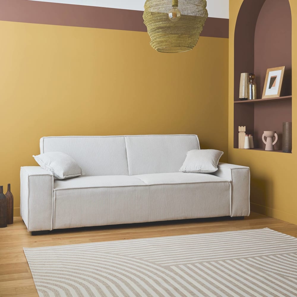 Canapé convertible crème en tissu 3 places - SWEEEK