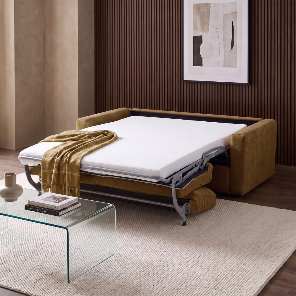 Canapé convertible taupe en tissu 3 places - DRAWER
