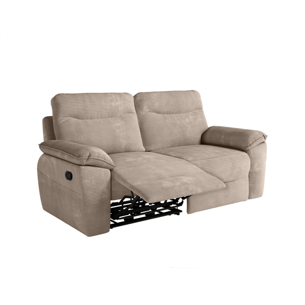 Canapé relax taupe en velours côtelé 3 places 200 cm - USINESTREET