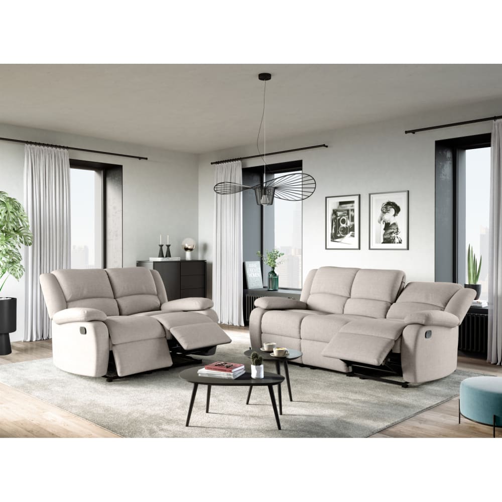 Canapé relax beige en tissu 3 places 193 cm - USINESTREET 38605