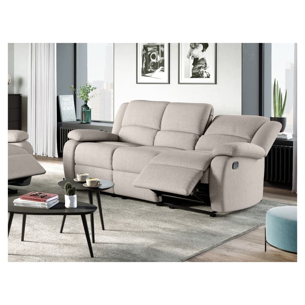 Canapé relax beige en tissu 3 places 193 cm - USINESTREET 38605