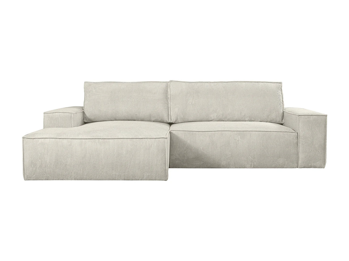 Canapé d'angle convertible beige en velours côtelé angle gauche - AMELIA