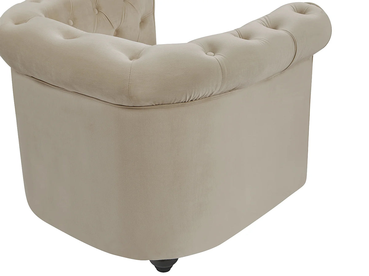 Fauteuil beige en velours - CHESTERFIELD