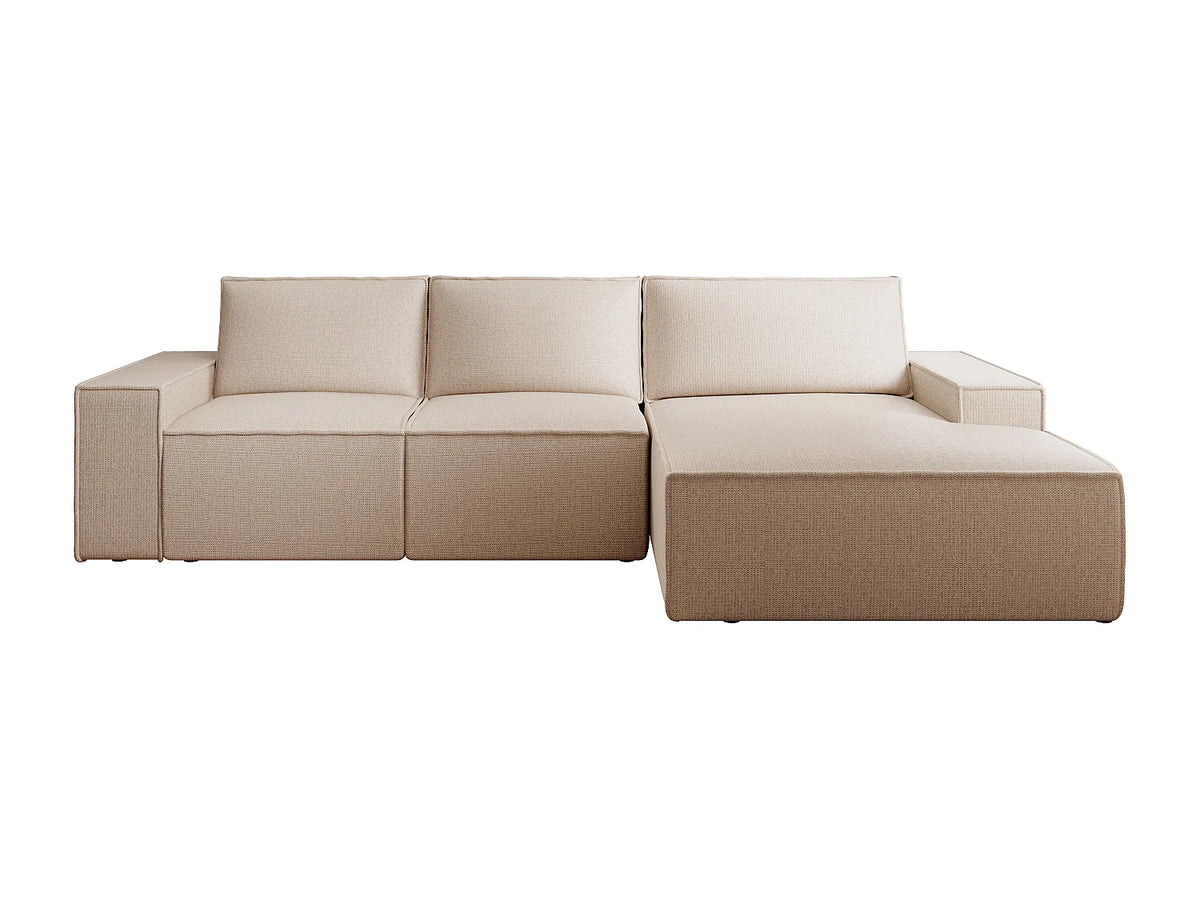 Canapé d'angle convertible beige en tissu angle droit 297 cm - AMELIA