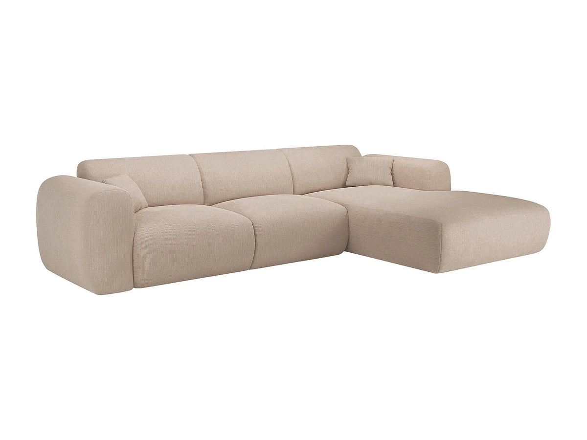 Canapé d'angle beige en velours côtelé angle droit - POGNI