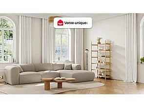 Canapé d'angle beige en tissu chiné - POGNI