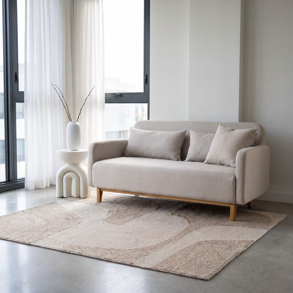 Canapé convertible beige en tissu 3 places 156 cm - MAISONS DU MONDE