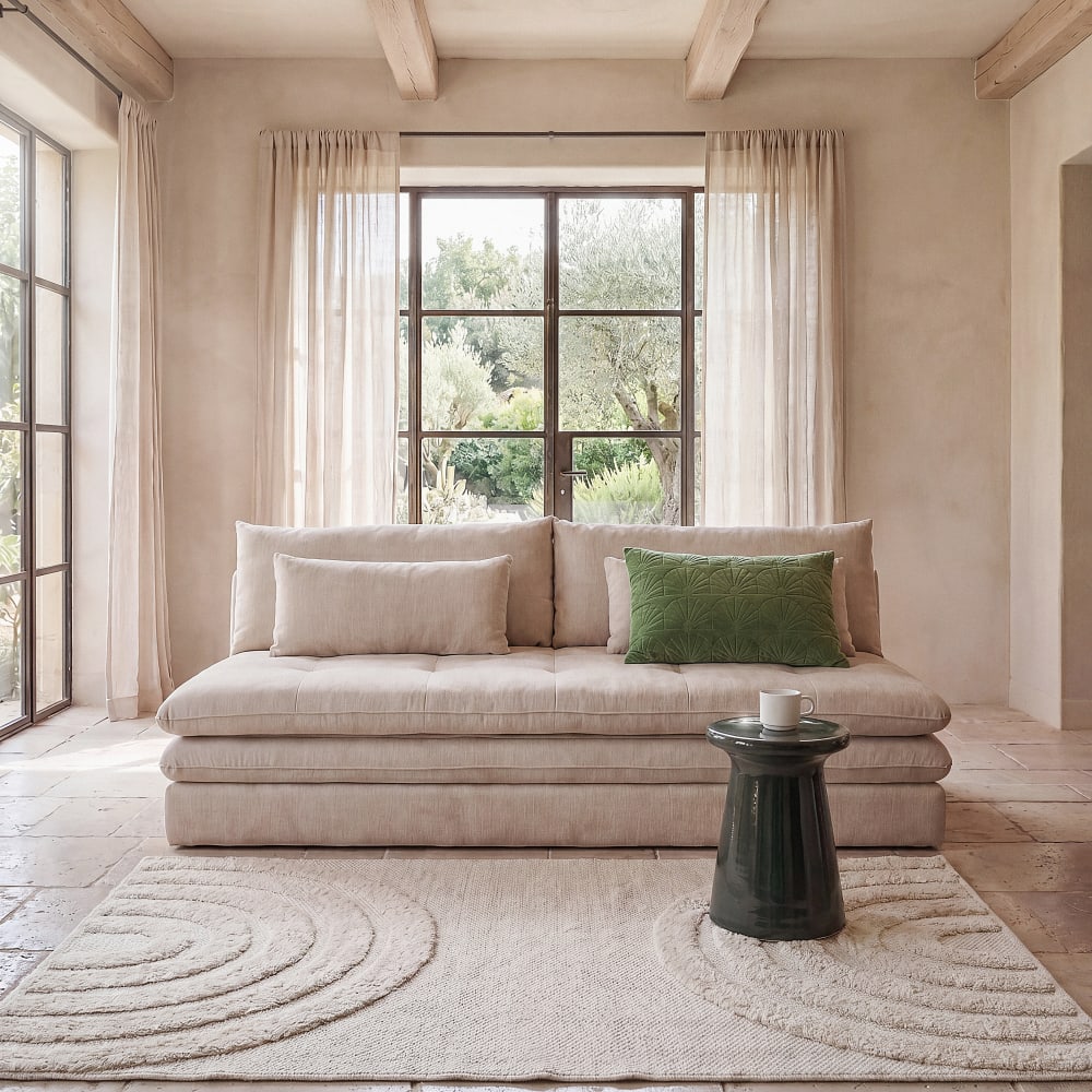 Canapé convertible beige en tissu 3 places - MAISONS DU MONDE