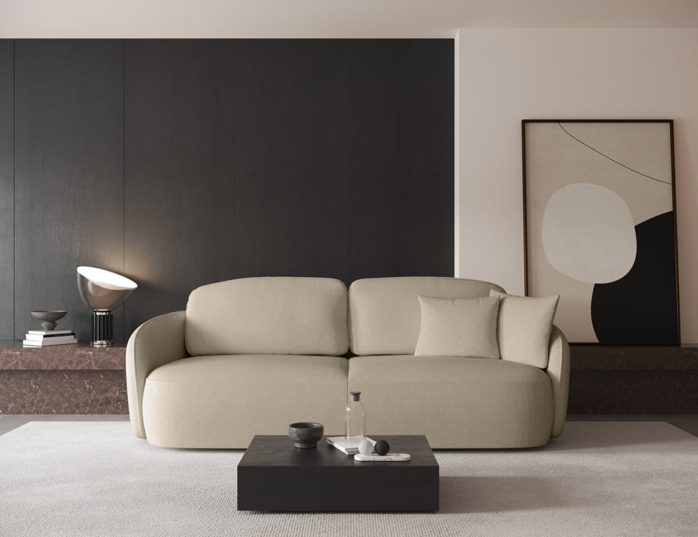 Canapé convertible beige en tissu chenille 3 places - SELSEY