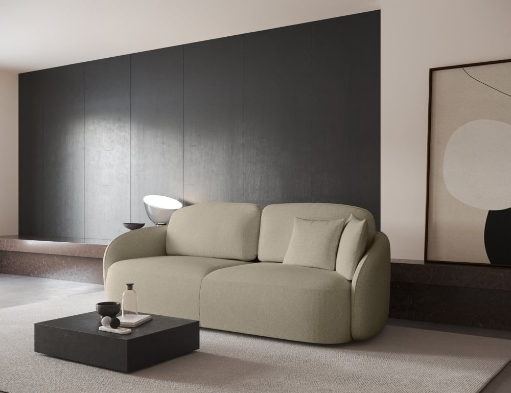 Canapé convertible beige en tissu chenille 3 places - SELSEY