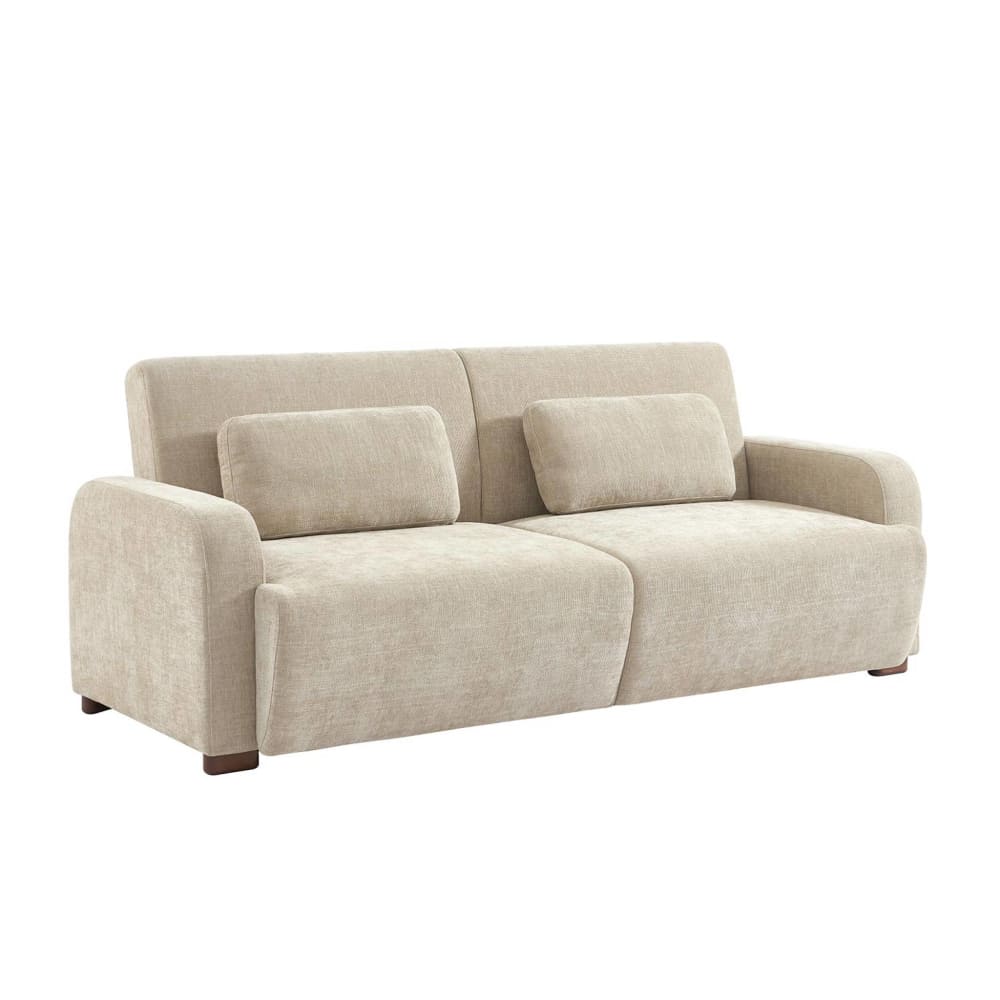 Canapé d'angle convertible beige en tissu 3 places 211 cm - SWEEEK