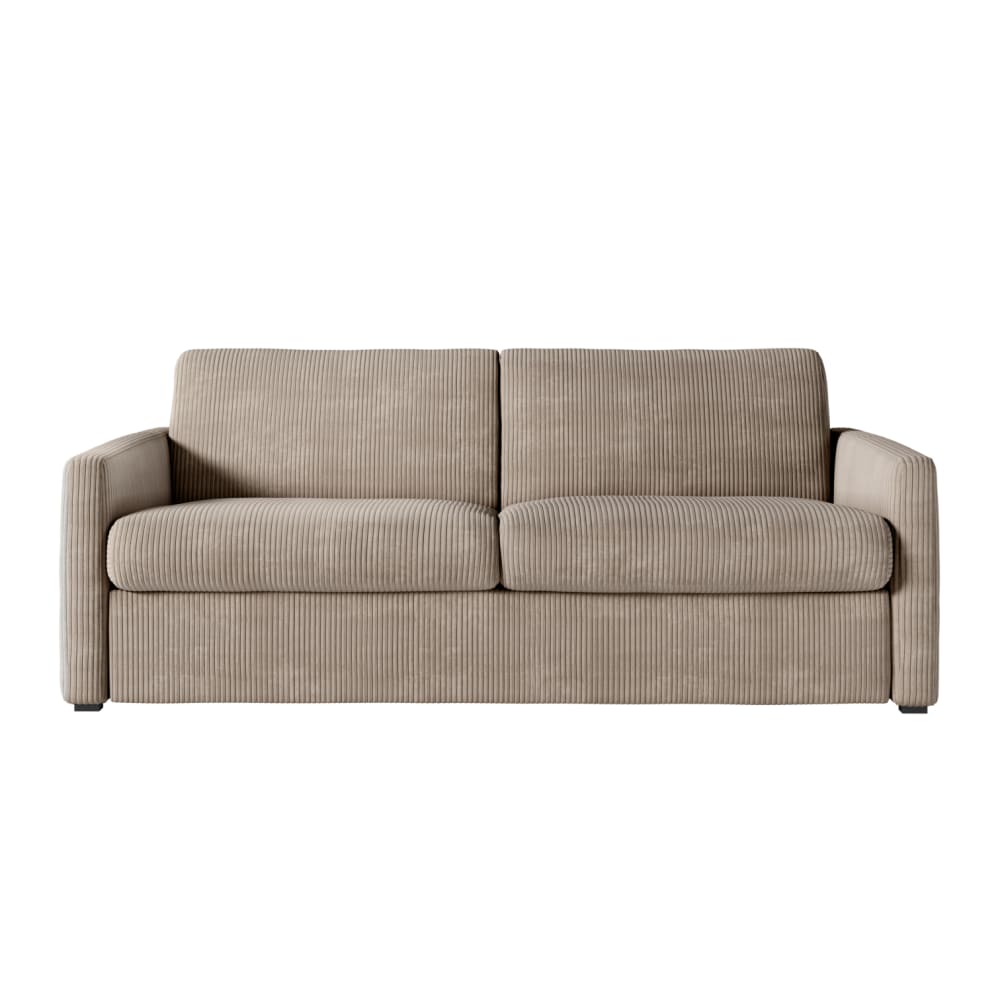 Canapé convertible taupe en velours côtelé 3 places 198 cm - USINESTREET