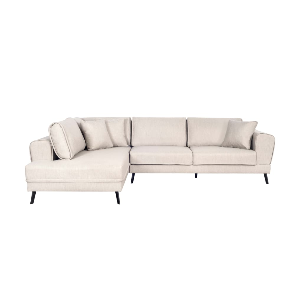 Canapé d'angle convertible beige en tissu avec coffre - USINESTREET