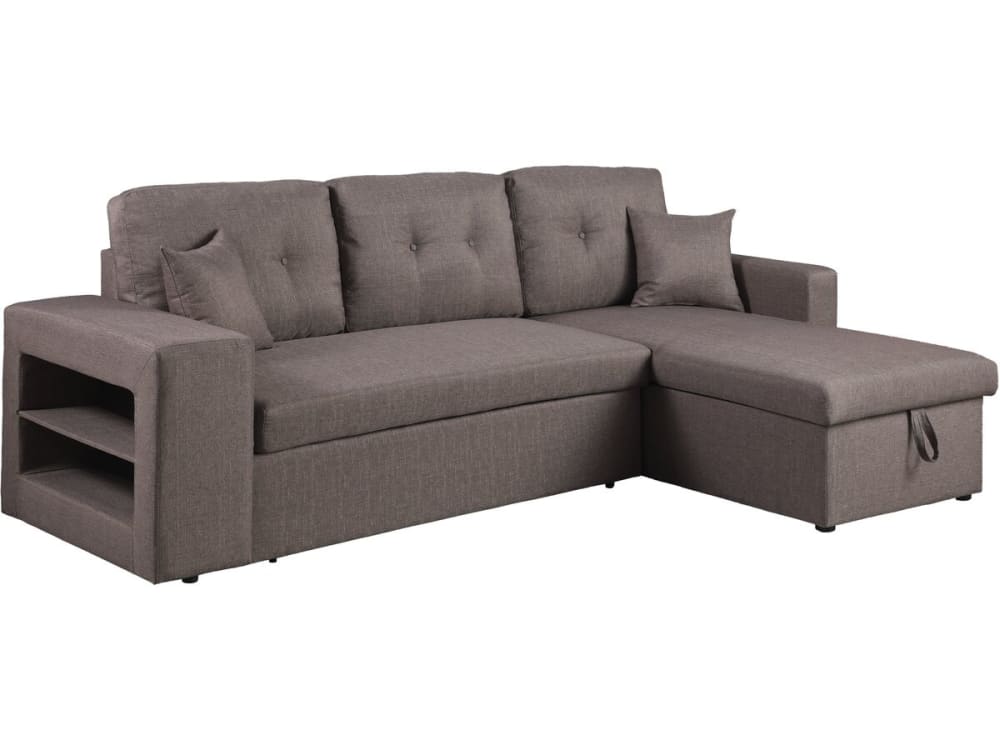 Canapé d'angle convertible taupe en tissu 3 places - HABITAT & JARDIN