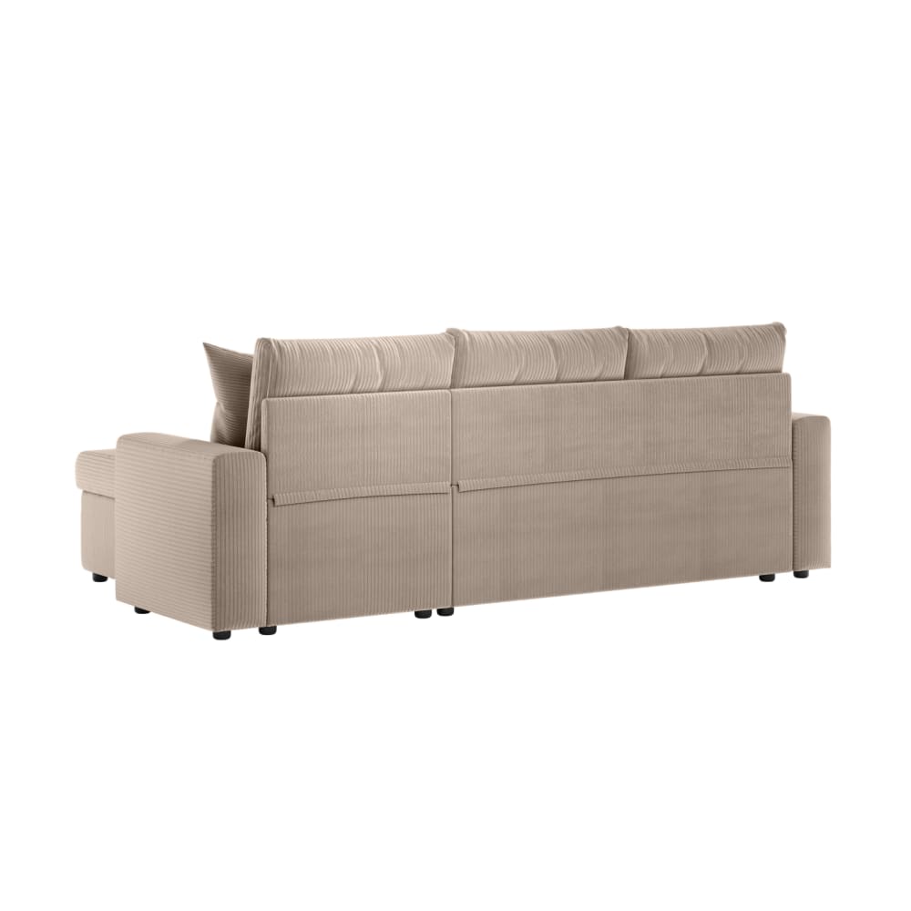 Canapé d'angle convertible taupe en velours côtelé avec coffre - USINESTREET