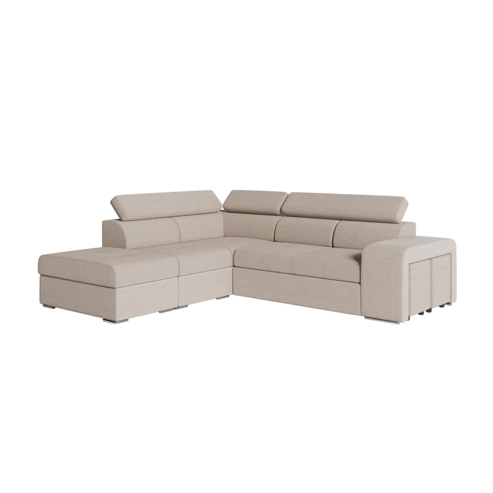 Canapé d'angle convertible beige en tissu angle gauche 262 cm - USINESTREET