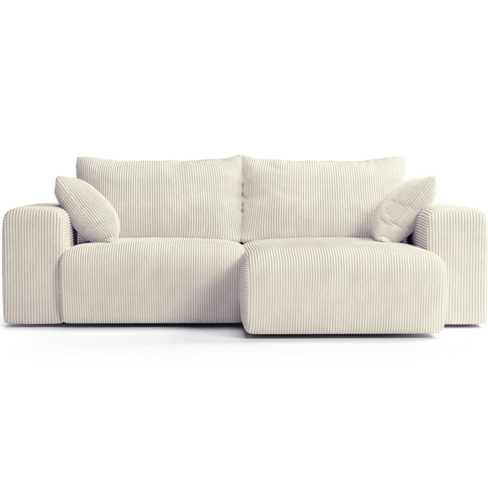 Canapé d'angle convertible beige en velours côtelé 3 places réversible - HOMIFAB
