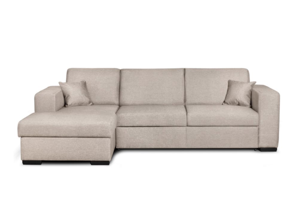 Canapé d'angle convertible beige en tissu angle gauche - USINESTREET