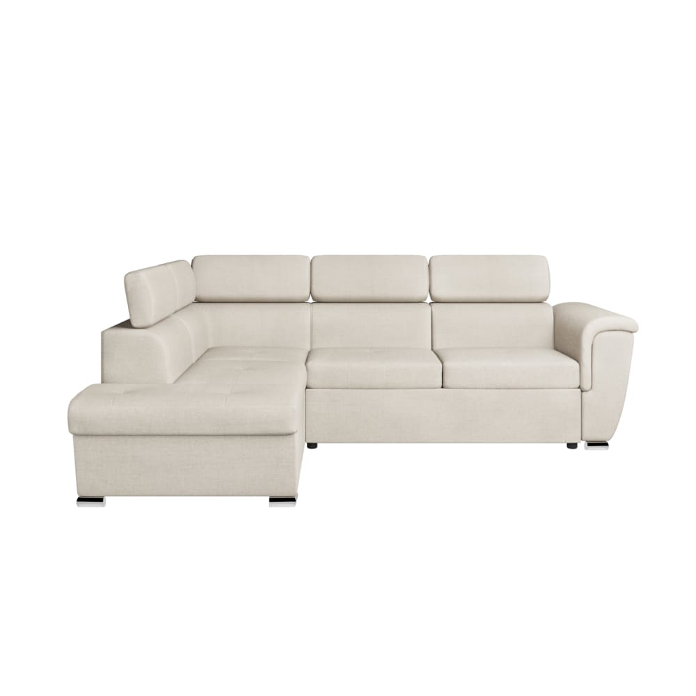 Canapé d'angle convertible beige en tissu angle gauche 252 cm - USINESTREET