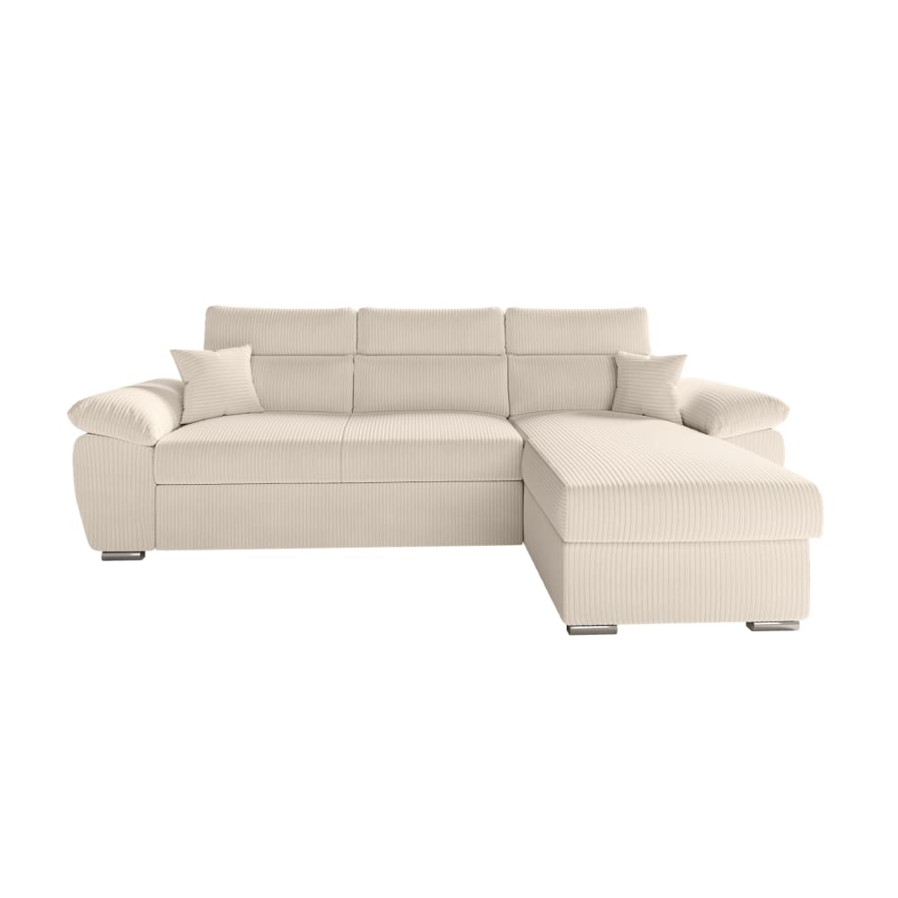Canapé d'angle convertible beige en velours côtelé réversible - USINESTREET