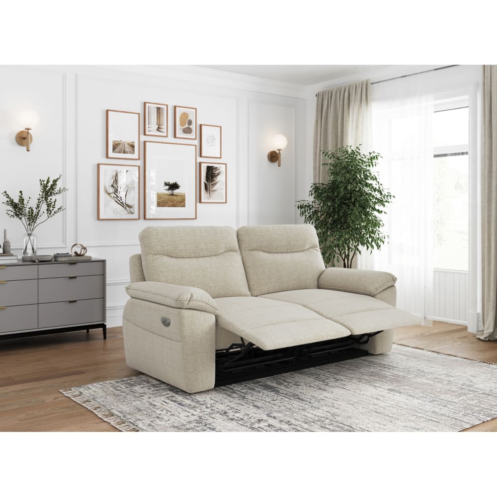 Canapé relax beige en tissu 3 places 200 cm - USINESTREET 44576
