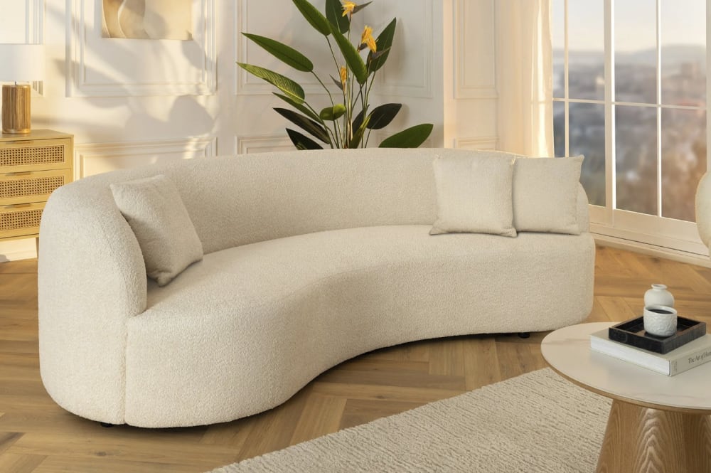 Canapé beige en tissu 3 places - MEUBLORAMA