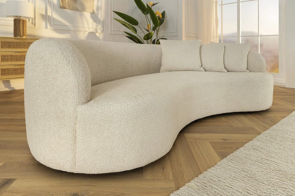 Canapé beige en tissu 3 places - MEUBLORAMA