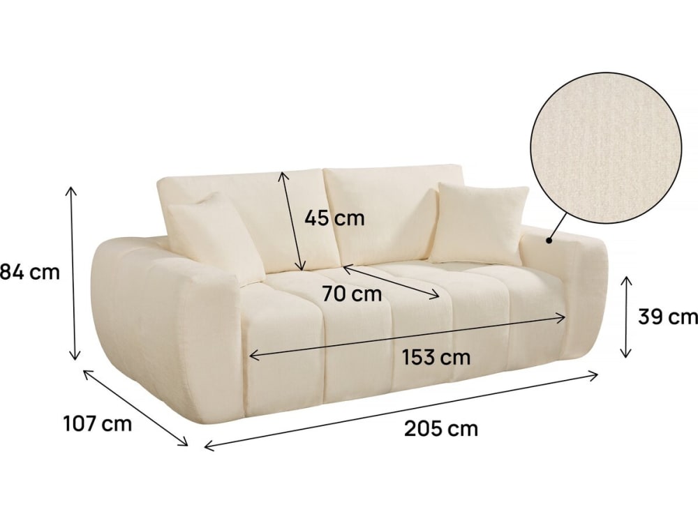 Canapé beige en tissu 3 places - HABITAT & JARDIN
