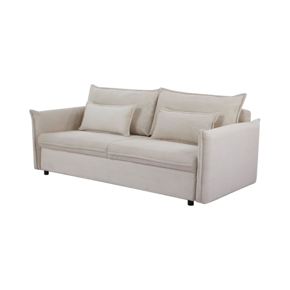 Canapé convertible beige en velours 3 places - MEUBLORAMA