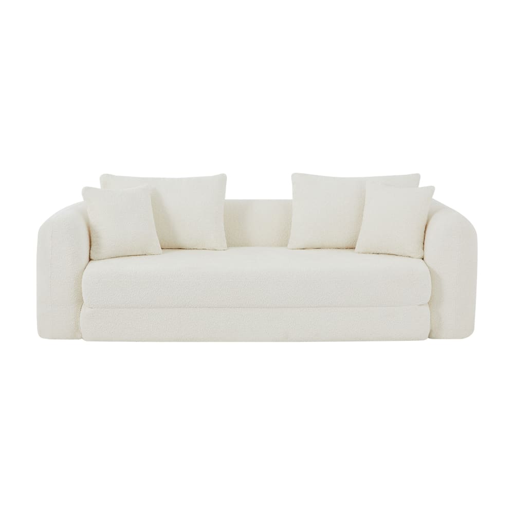 Canapé convertible beige en bouclette 3 places - BAITA