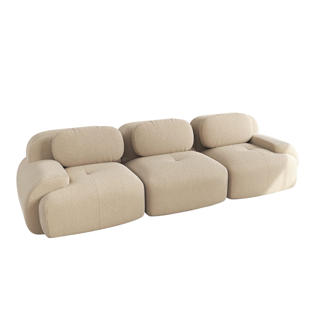 Canapé modulable beige en velours côtelé 3 places - URBAN MEUBLE