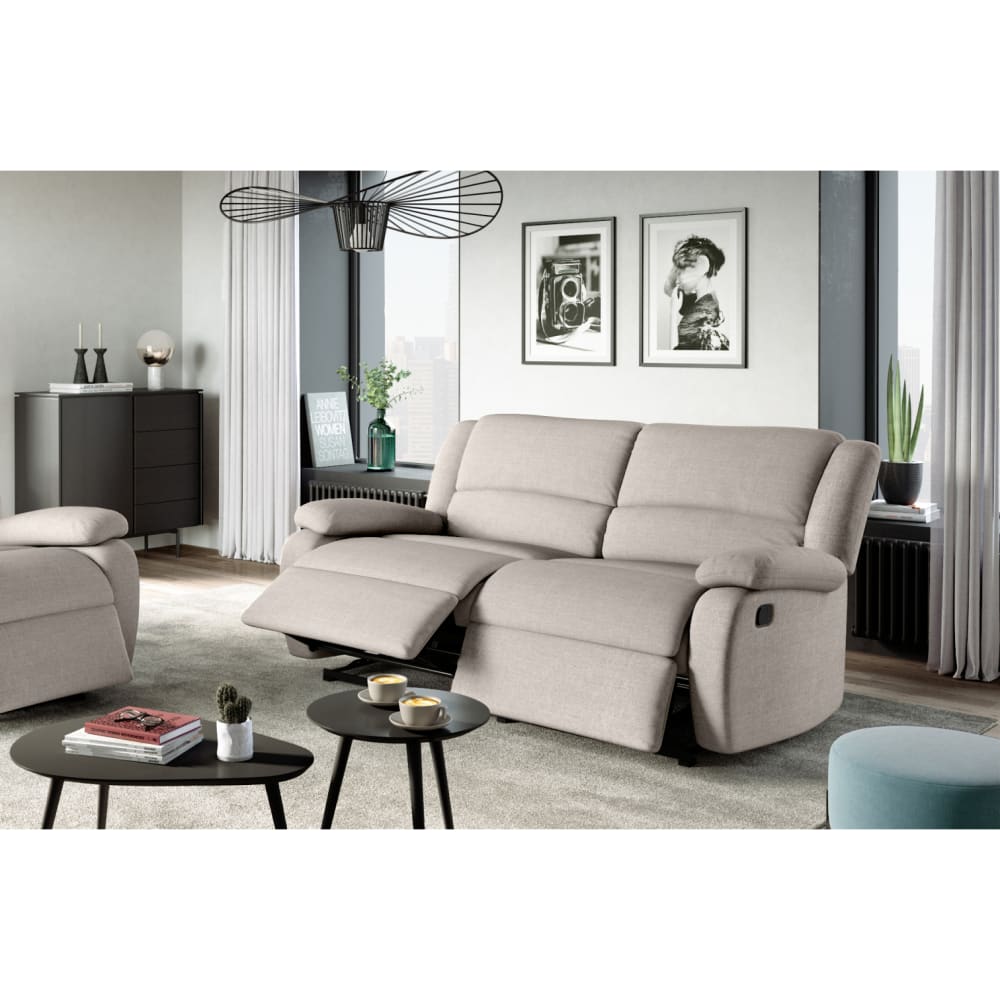 Canapé relax beige en tissu 3 places 193 cm - USINESTREET