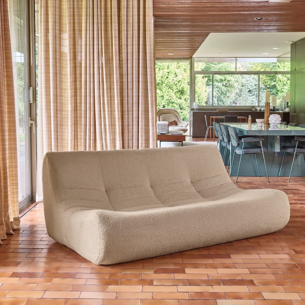 Canapé beige en bouclette 3 places 182 cm - SWEEEK